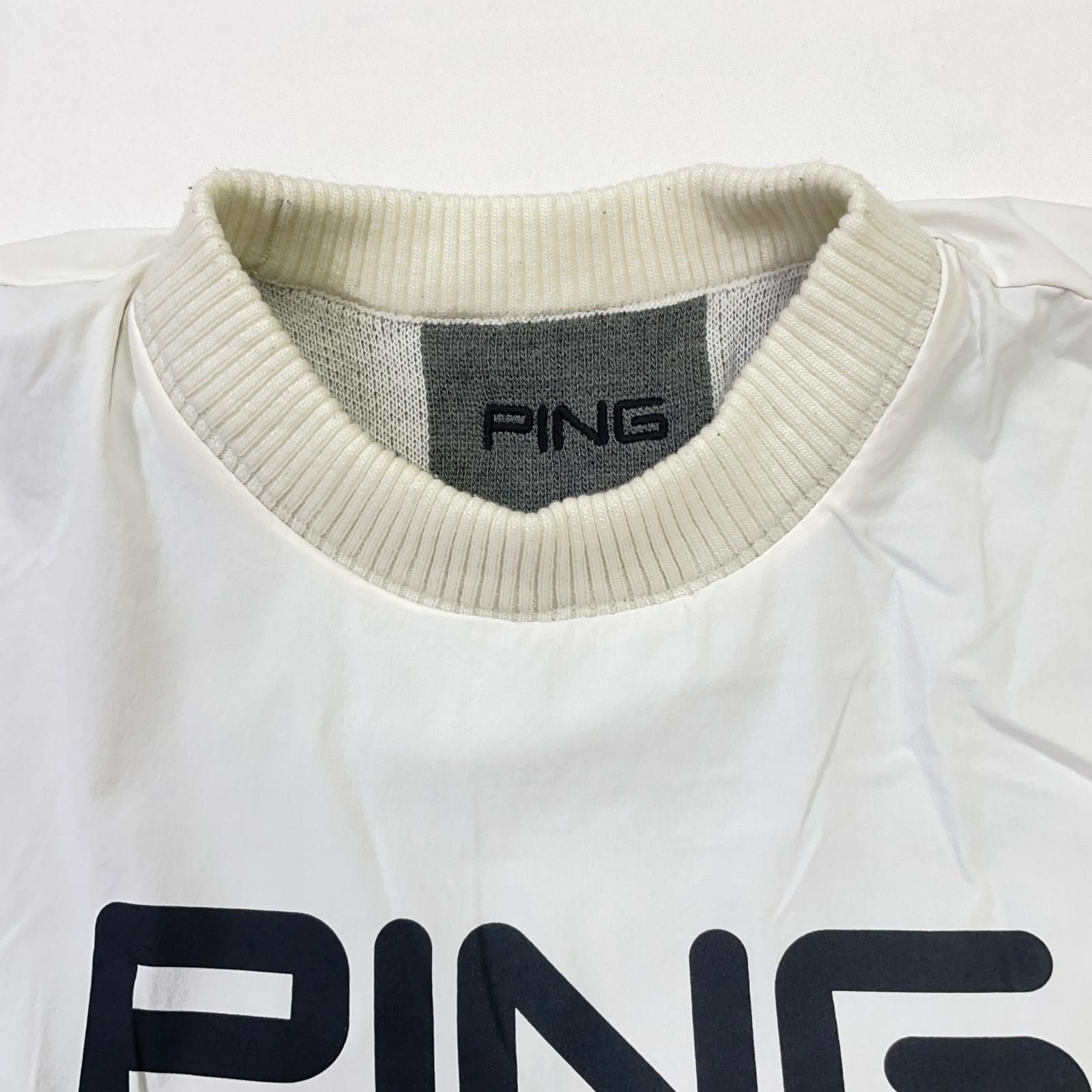 魅惑的な メンズ ピン PING ニットアウター L 白 ホワイト 長袖 リバーシブル ロゴ 秋冬 【本物保障】