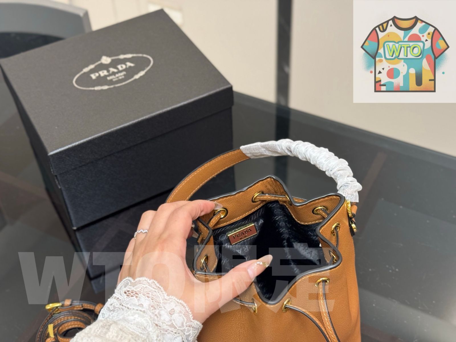 今日WTO】Prada プラダ バケットバッグ ボックスが付属-WTO輸入2