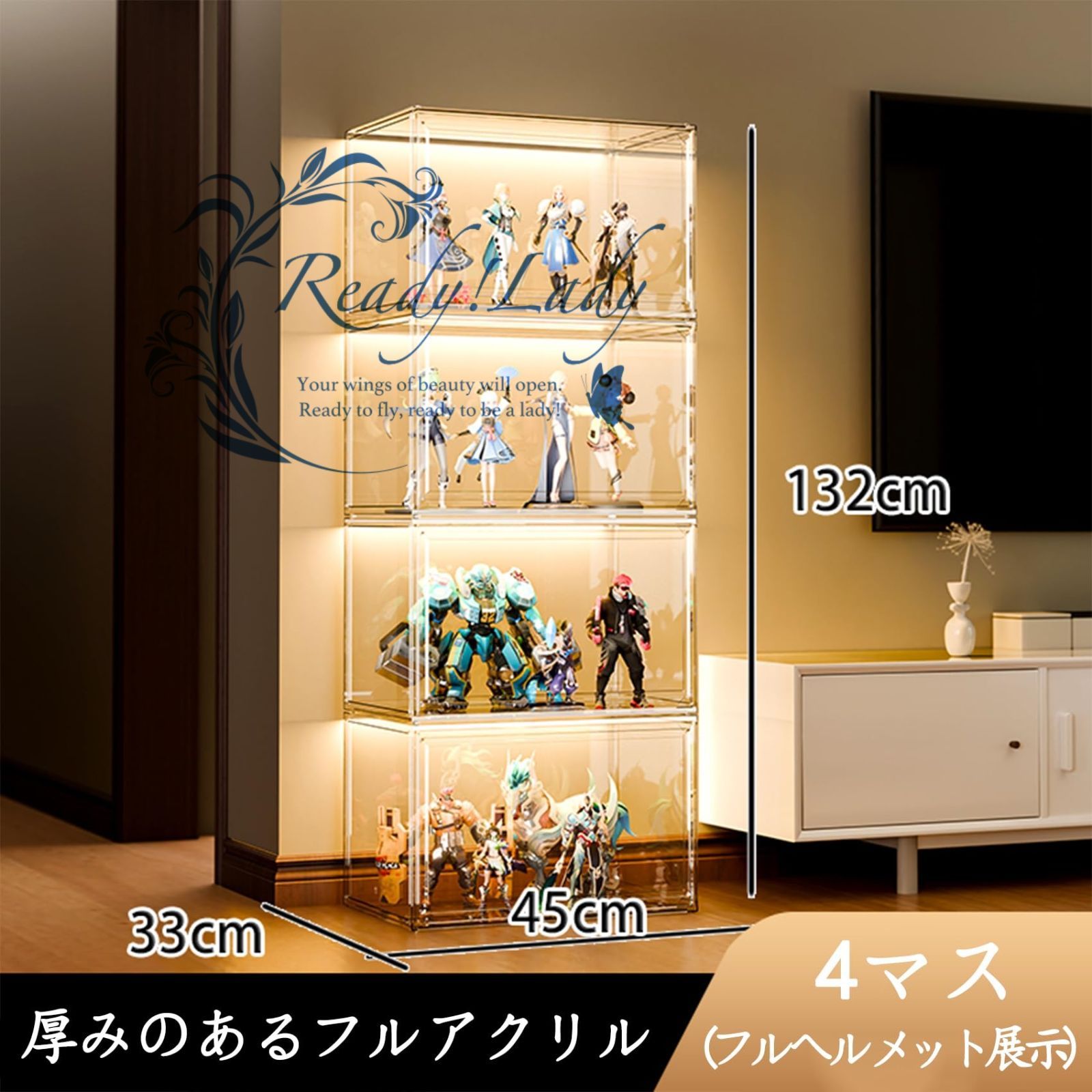 フィギュアケース ケース ディスプレイラック フィギュア棚 ディスプレイケース フィギュアラック 大容量 HD透明 フィギュアラック ディスプレイラック ションケース ディスプレイケース 耐久性 省スペース 多用途 透明 組み立て式 4層