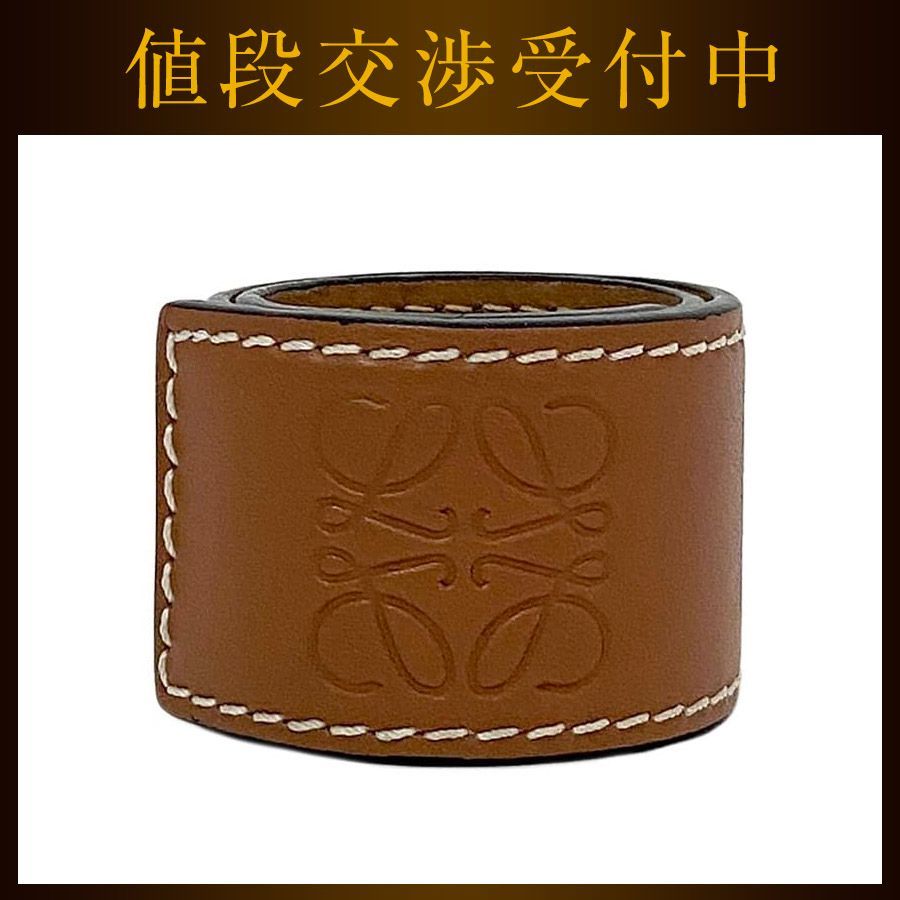 ✨美品✨ LOEWE スラップ・ブレスレット アナグラム レザー ブラウン ロエベ ブレスレット ブラウン アナグラム 美品 レザー 中古 LOEWE