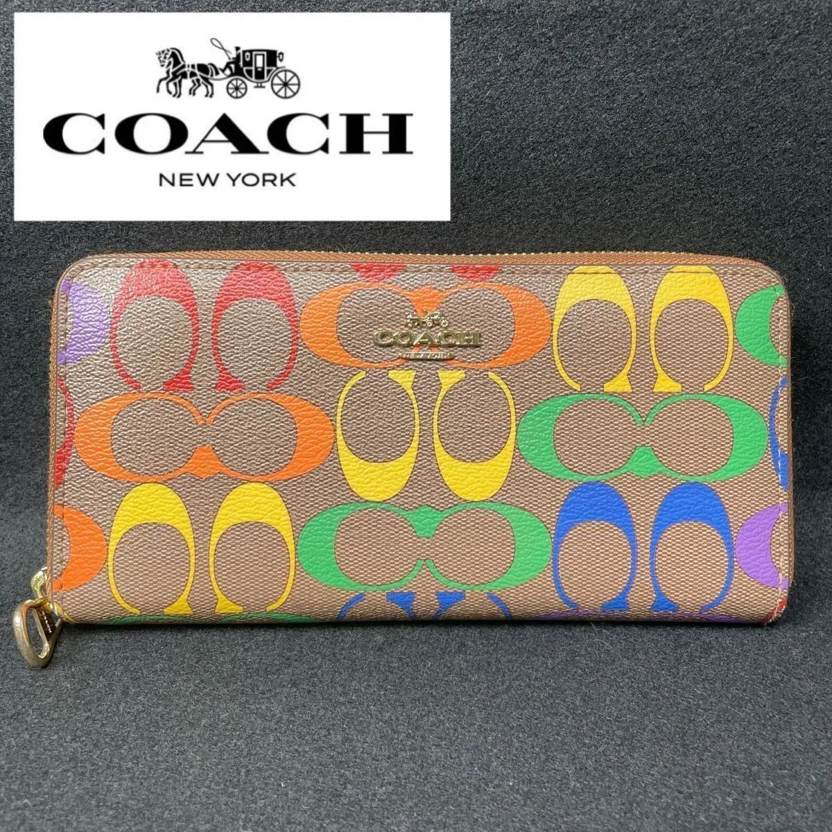 g34 COACH 長財布 レインボーシグネチャー コーチ 小物 財布