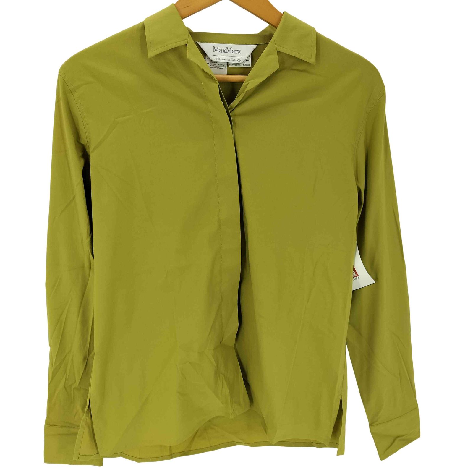 MaxMara マックスマーラ　白タグ　高級　シャツ　ブラウス　開襟 マックスマーラ MAX MARA イタリア製 白タグ 無地 L/S 開襟