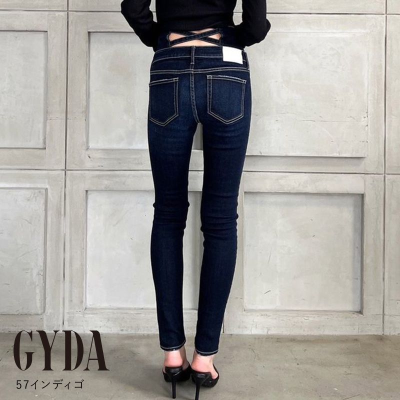 GYDA スキニーデニム H/W ウエストクロススキニーデニムパンツ[品番：MKSW0052508