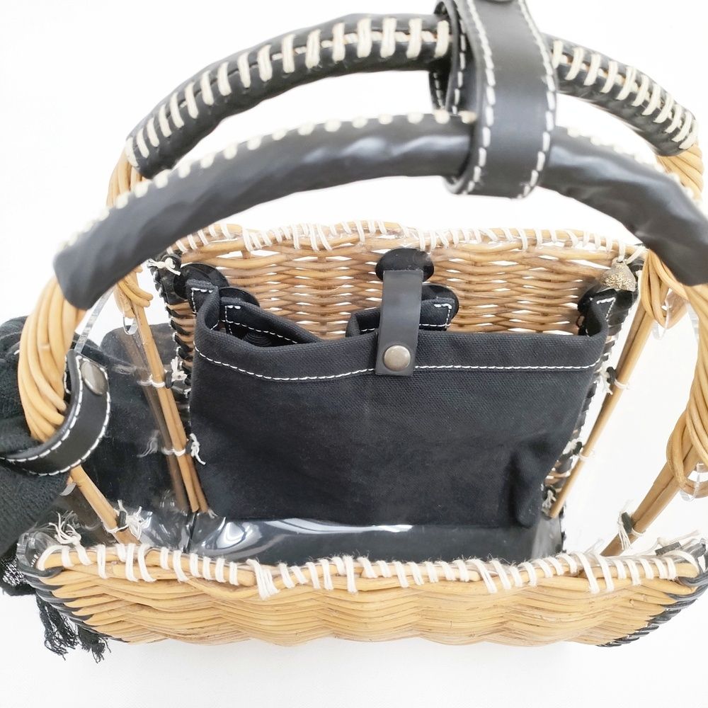 ebagos レザー×紅籐 クリア 2016SS かごバッグ ベージュ ブラック レディース エバゴス 5-1001G DECORATOM_COM_BR