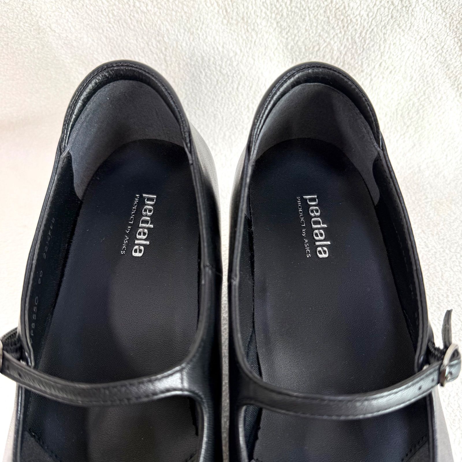 極美品✨ペダラ ストラップ スクエアトゥ レザー ブラック 22.5 3EEE