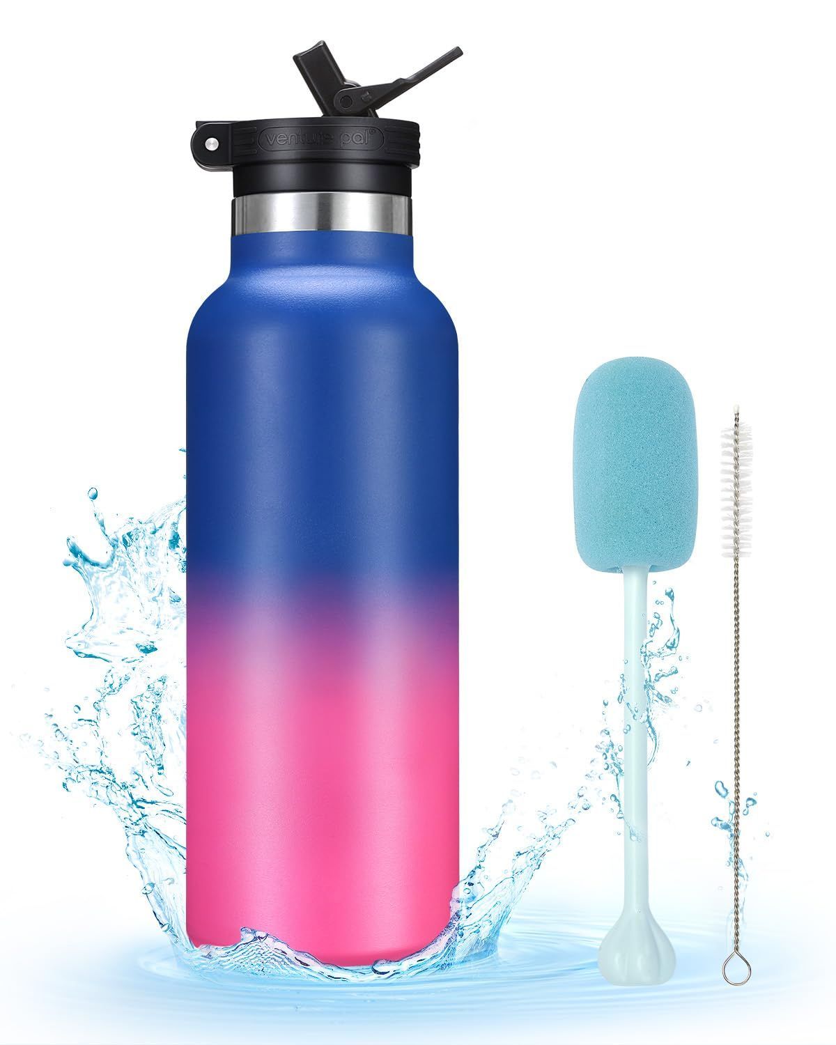 ブルーダークピンク BottHealth 保温 保冷 SUS316 ストロー 水筒 500ml ウォーターボトル 真空断熱 ステンレス 魔法瓶 軽量 持ち運び 漏れ防止 ボトル グラデーション つや消し マグカップ スポーツ アウトドア 登山用 キャンプ ラン