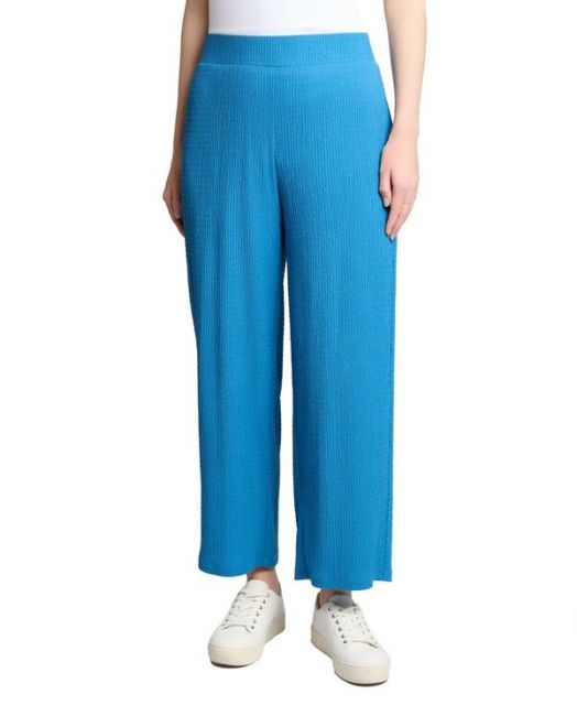 【送料無料】 ジョーンズニューヨーク レディース カジュアルパンツ ボトムス Women's Textured High-Rise Wide-Leg Pants Mystic Blue