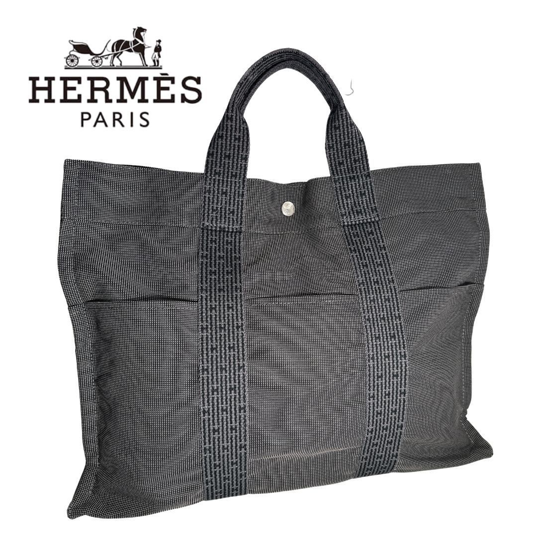 HERMES エルメス エールライン MM トートバッグ グレー系 鞄 HERMES（エルメス） トートMM エールライン トートバッグ キャンバス