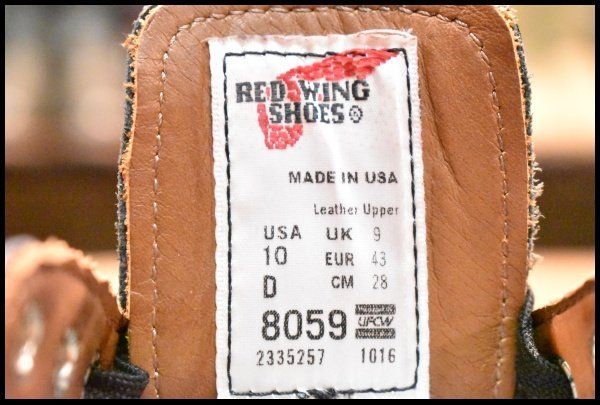RED WING 8059 ブラック ワークブーツ USA 10 D フォアマン（レッド 