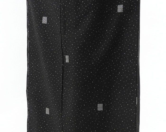 紬 未着用美品 正絹 地球印 9マルキ 格子飛び模様 身丈159cm 裄丈66.5