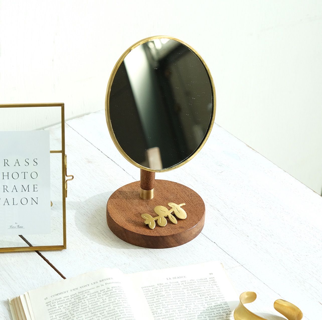 shesay ACACIA WOOD オーバルスタンドミラー