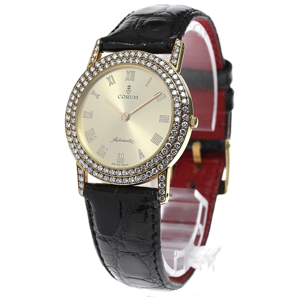 コルム CORUM 75.160.65 K18YG 2重ダイヤベゼル 自動巻き メンズ_  