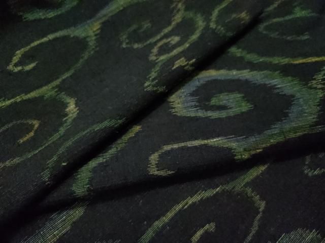 平和屋着物○上質な紬 唐草文 黒地 正絹 逸品 CAAS7496yc