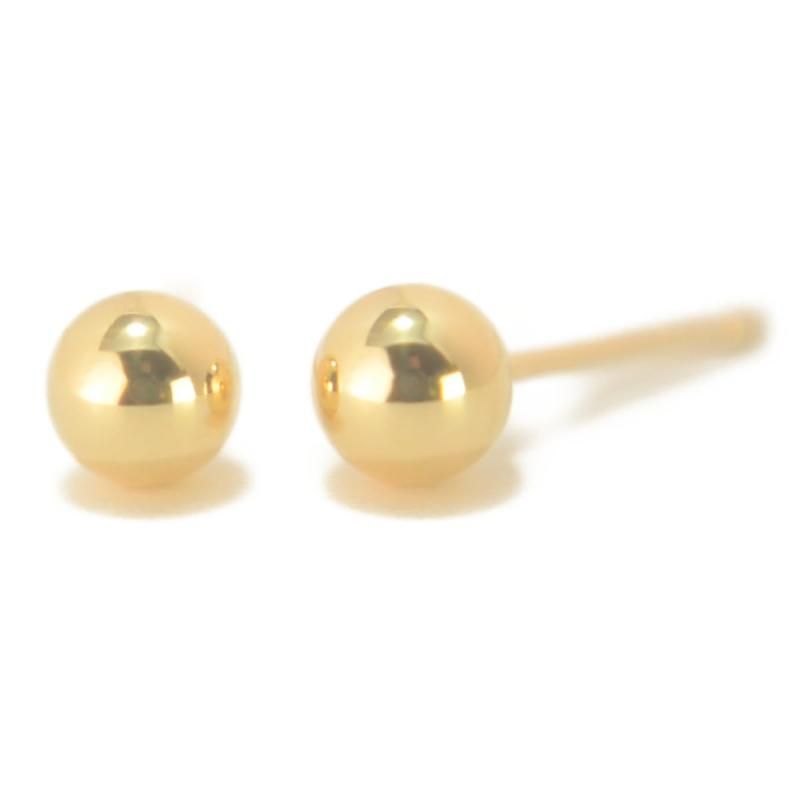 K18イエローゴールド丸玉ピアス 4mm ボールピアス 18金 K18 1