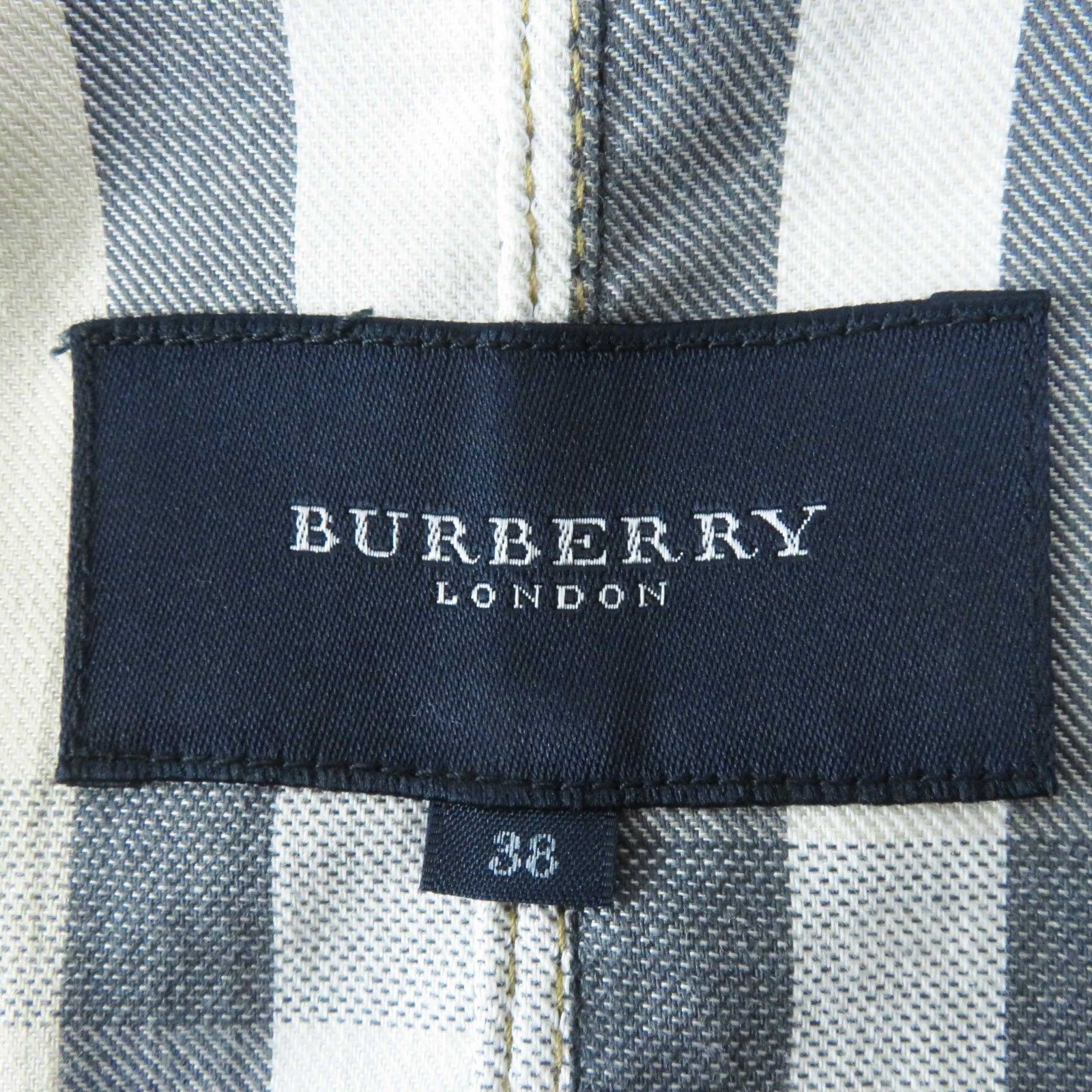 美品◎BURBERRY LONDON バーバリー ロンドン FCA61-012-28 コットン 裏ノバチェック柄 裾フリル デニムジャケット インディゴ 38 正規品 レディース