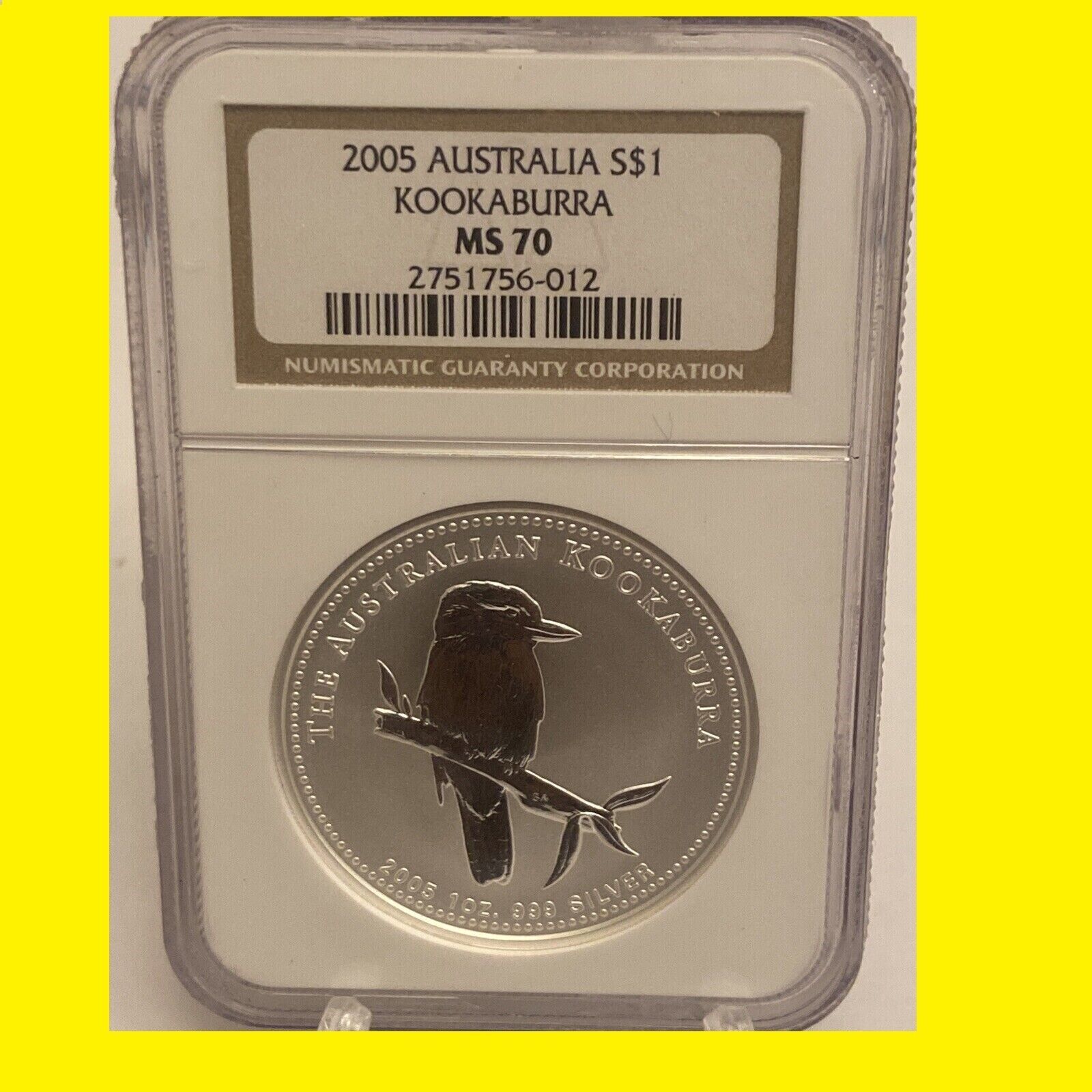 2005 $1 Atralia Kookaburra 1 oz Silver Coin NGC MS70
