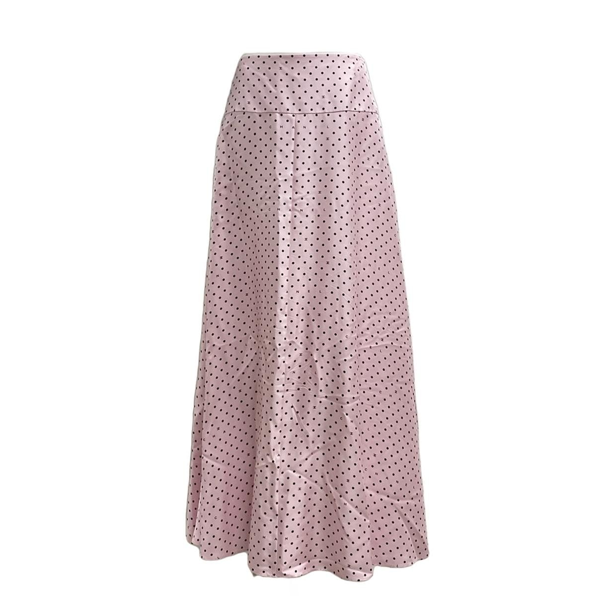 高級 CHANEL シャネル シルク100% ドローストリング ロングスカート｜レディース