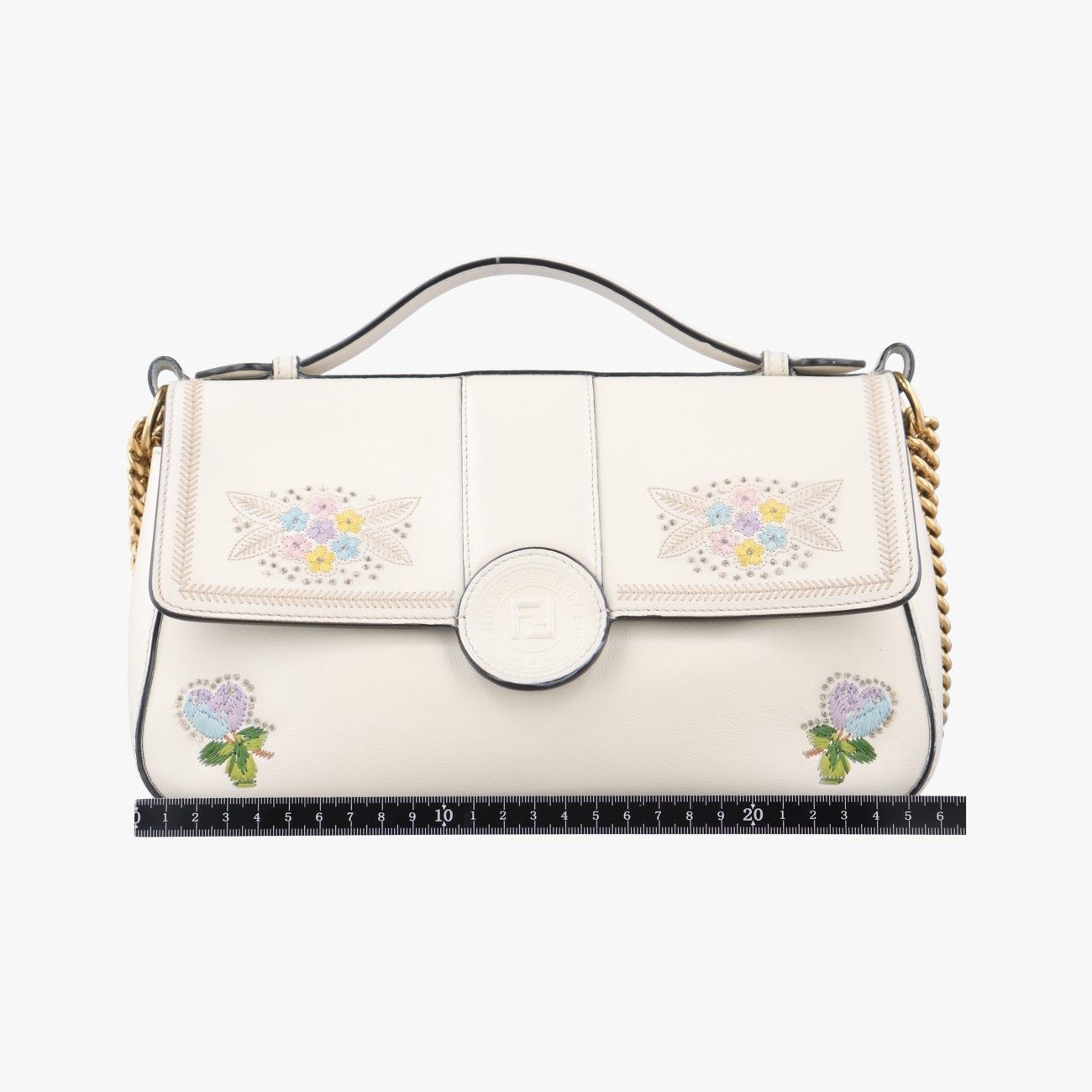フェンディFendiダブルエフ フローラル ホワイト×マルチカラー レザー 8BT297 8BT297 A5DO 189-10429