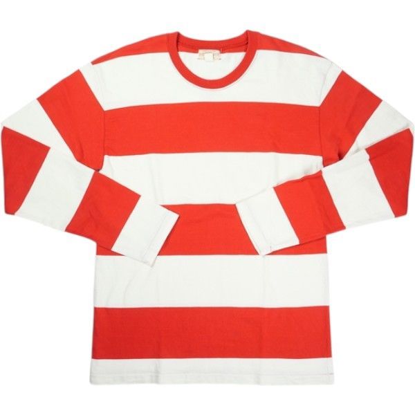Size 40 At Last ＆ Co アットラスト|BUTCHER PRODUCTS ブッチャープロダクツ WIDE BORDER TEE L-S ロンT 白赤 品-非常に良い 20826194