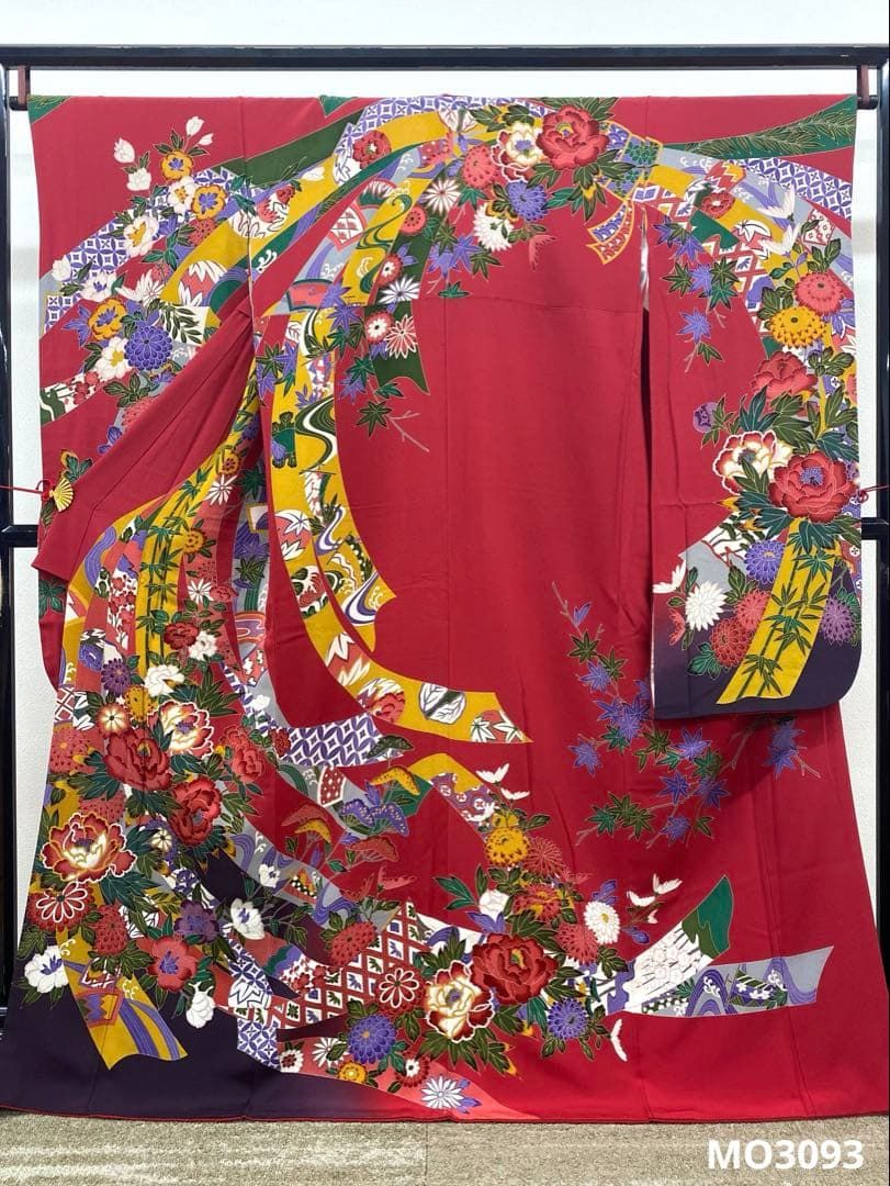 振袖 豪華 型友禅 古典柄 ちりめん 身丈165cm