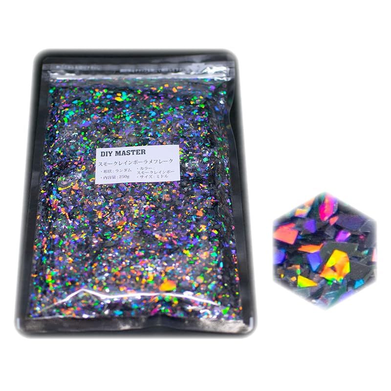 DIY MASTER スモークレインボー ラメ フレーク ランダム ミドル 250g 0