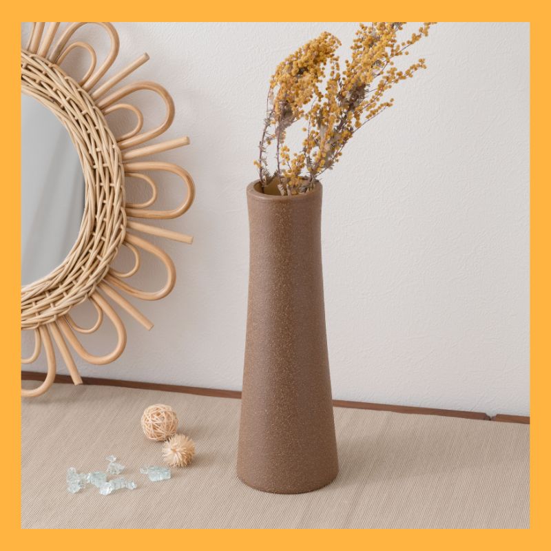 花瓶　ブラウン　和モダン　生け花　ガーリー　陶器　器　皿　ツボ　壺　生花　ドライフラワー