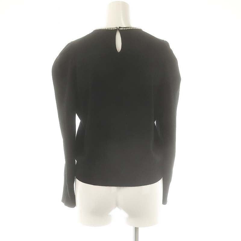 アナイ ANAYI 25SS ビジューネックボリュームスリーブ プルオーバー ニット 長袖 36 ブラック /DF ■OS レディース アナイ ANAYI 25SS ビジューネックボリュームスリーブ プル