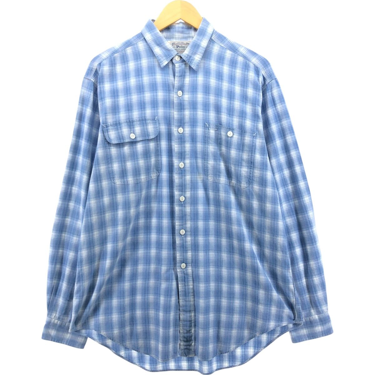 古着 80年代 ラルフローレン Ralph Lauren POLO RALPH LAUREN 白タグ 長袖 コットンチェックシャツ メンズL相当 ヴィンテージ|eaa557953
