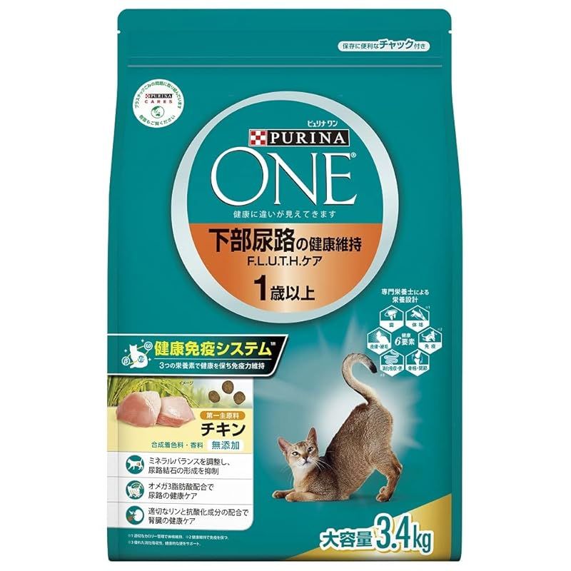 ピュリナ ワン キャット ドライ 下部尿路の健康維持 F.L.U.T.H.ケア 1歳以上 チキン 3.4ｋｇ