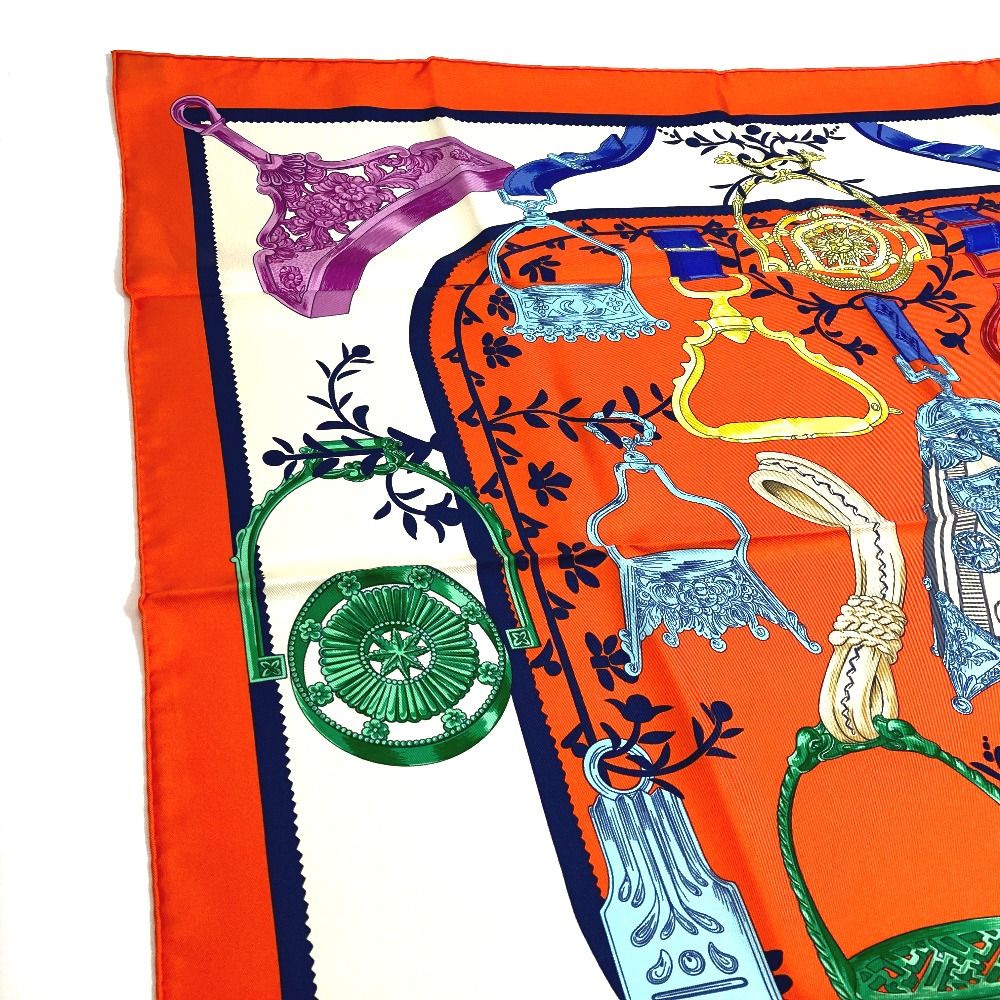 エルメス 鎧・リミックス Etriers Remix カレ90 スカーフ シルク