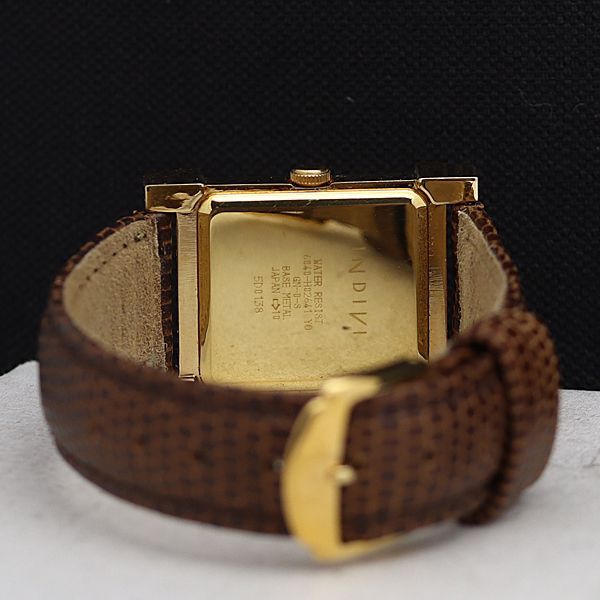 稼働 良品 インディヴィ QZ 6040-H02641 ゴールド文字盤