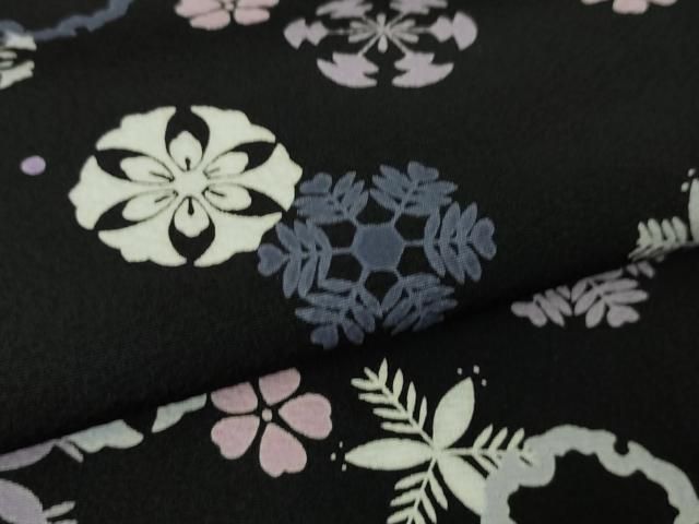 平和屋本店□極上 松田聖子 SEIKOMATSUDA 小紋 雪花 舞花 黒地 紙タグ