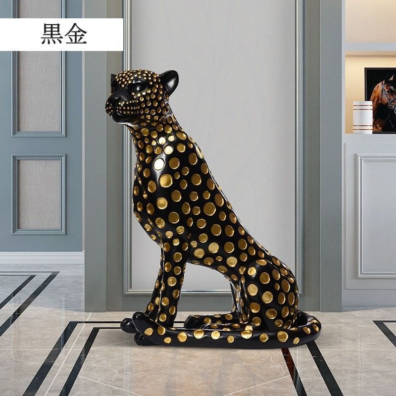 置物 動物 オブジェ ヒョウ 左向き 彫刻 装飾品 おしゃれ 豪華