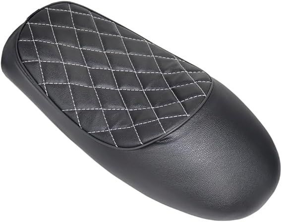 JPMODAO バイク用 シート PUレザー ヴィンテー バイク シート車種対応 様々なカフェレーサー車種 バイクシート (C-ラクダ峰菱形白線)