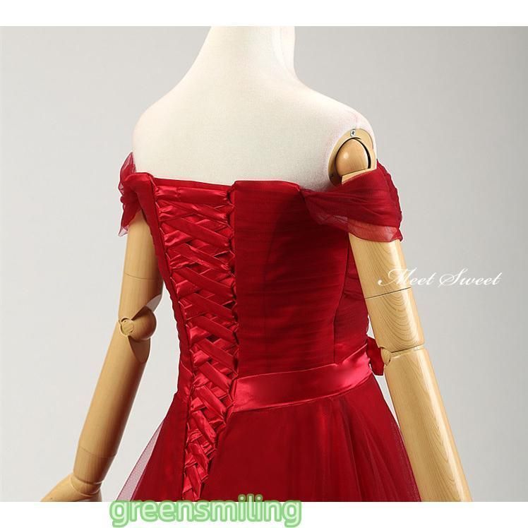 送料無料カラードレス ワインレッド ロングドレス パーティードレス 赤