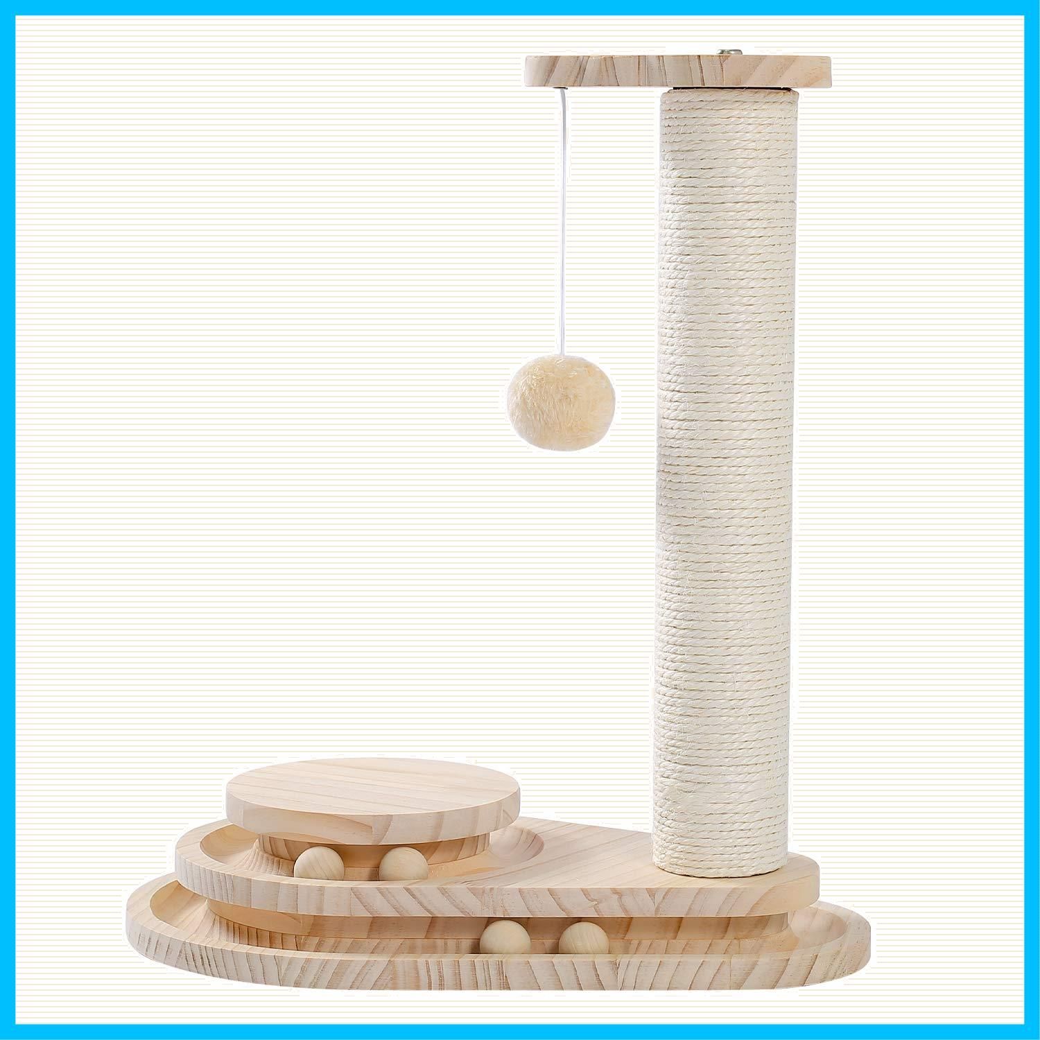 新着商品 PAWZ Road 猫おもちゃ 猫 爪研ぎ 木製 猫用回転ボール 爪研ぎポール 天然サイザル麻 子猫 木目調 コンパクト 省スペース ストレス解消 運動不足対策 安定 転倒防止 猫玩具 ポンポンおもちゃ ナチュラル安全素材 人気 - 45c