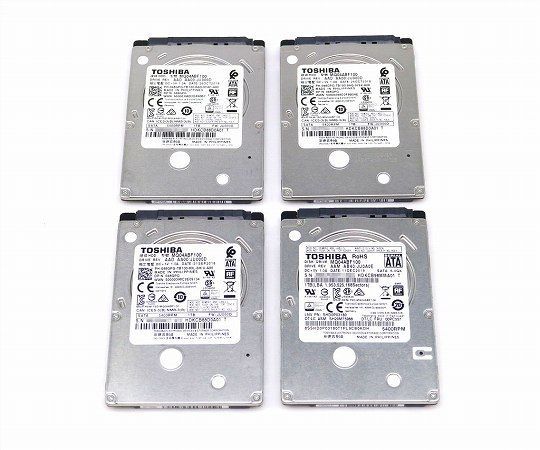 【4本セット】TOSHIBA MQ04ABF100 1TB/2.5インチ/7mm厚/SATA HDD Crystal Disk Infoにて正常動作確認済み 中古