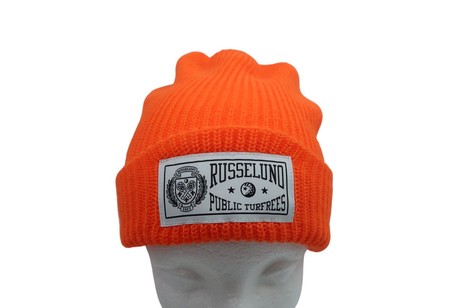 【美品】RUSSELUNO(ラッセルノ) ニット帽 オレンジ メンズ フリーサイズ ゴルフ用品 2410-0692 中古
