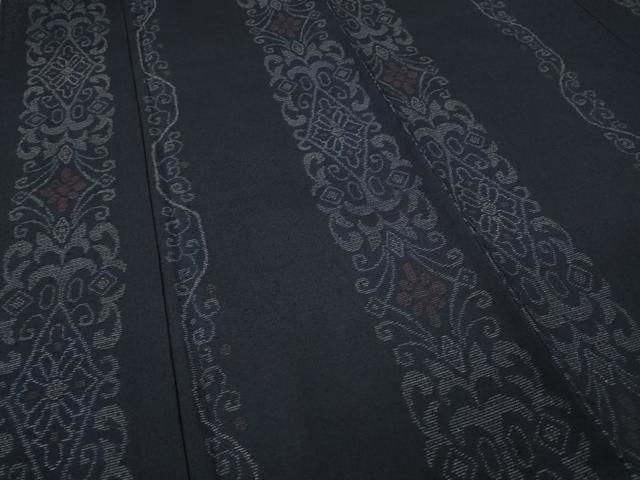 平和屋着物▽本場大島紬 薩摩結城 単衣 吉祥花間道 正絹 逸品