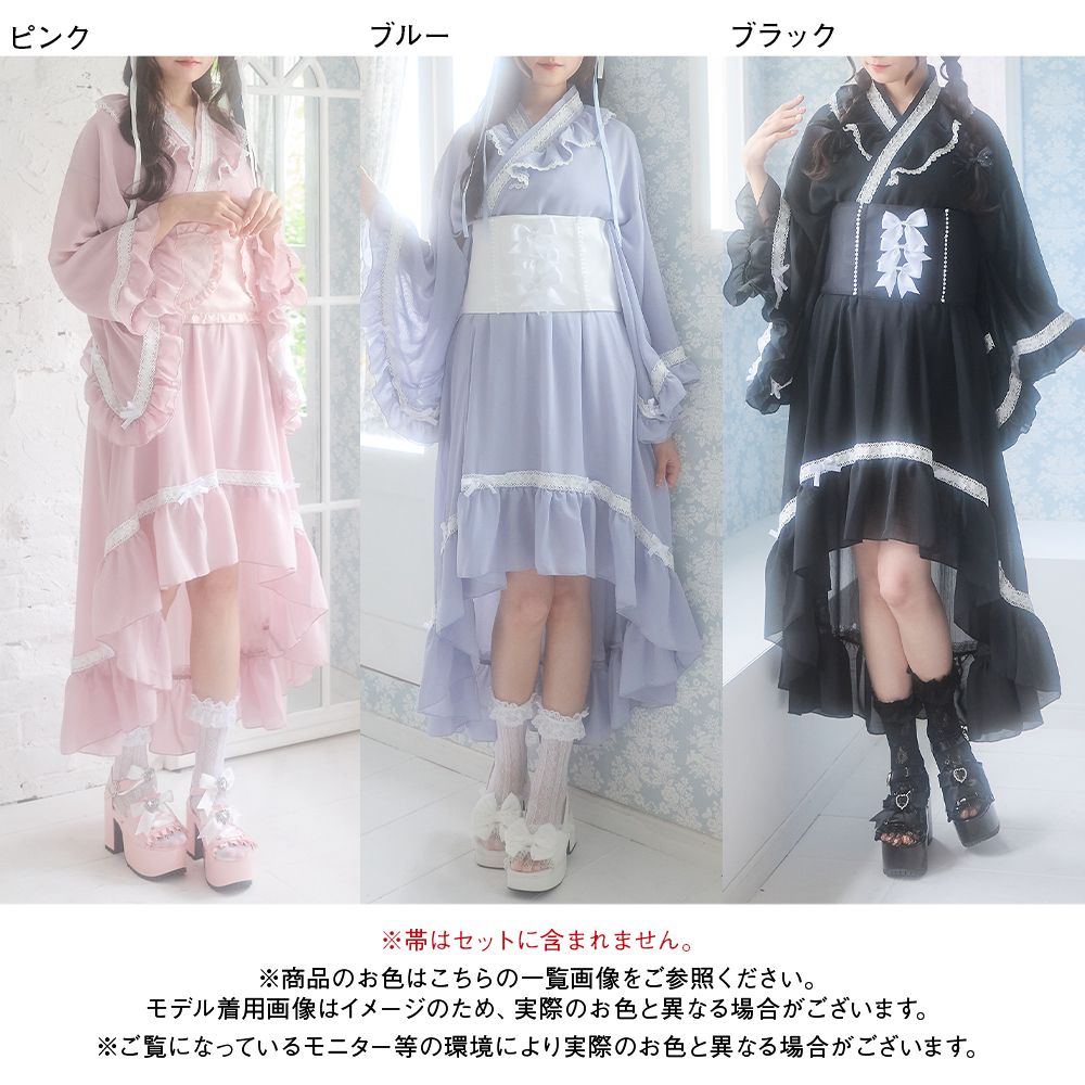 DearMyLove はしごレースフリルロリータ浴衣 ブラック M はしごレースフリルロリータ浴衣 – レディースファッション通販