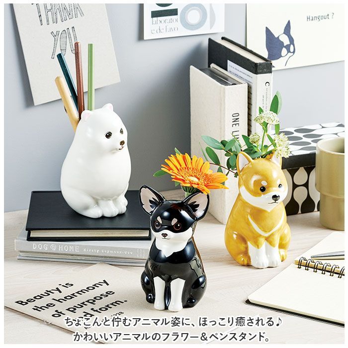 N1365 / カスタムタッチペン＆ボールペン 猫ちゃんビーズ ハート お花