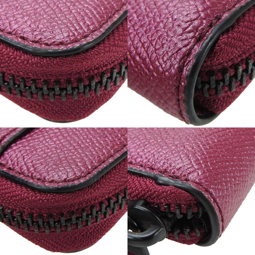 中古】コーチラウンドファスナー長財布87071メタリックパープル系