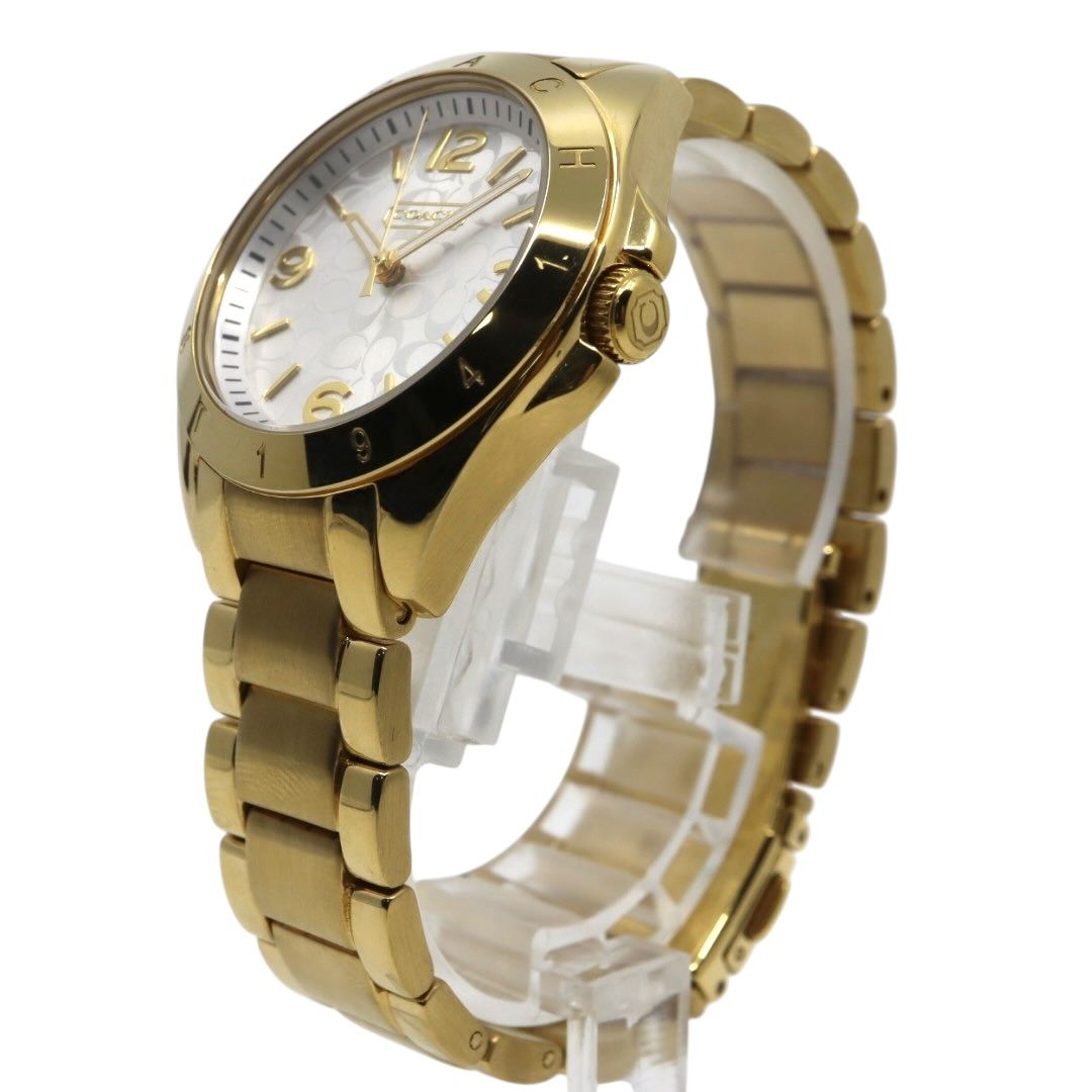 電池交換済 クリーニング済 コーチ COACH 腕時計 CA-67.7.34.0690 レディースウォッチ クォーツ ゴールド ステンレススチール シルバー文字盤 シグネチャー柄 アナログ エレガント クラシック ドレスウォッチ 稼働品 G3