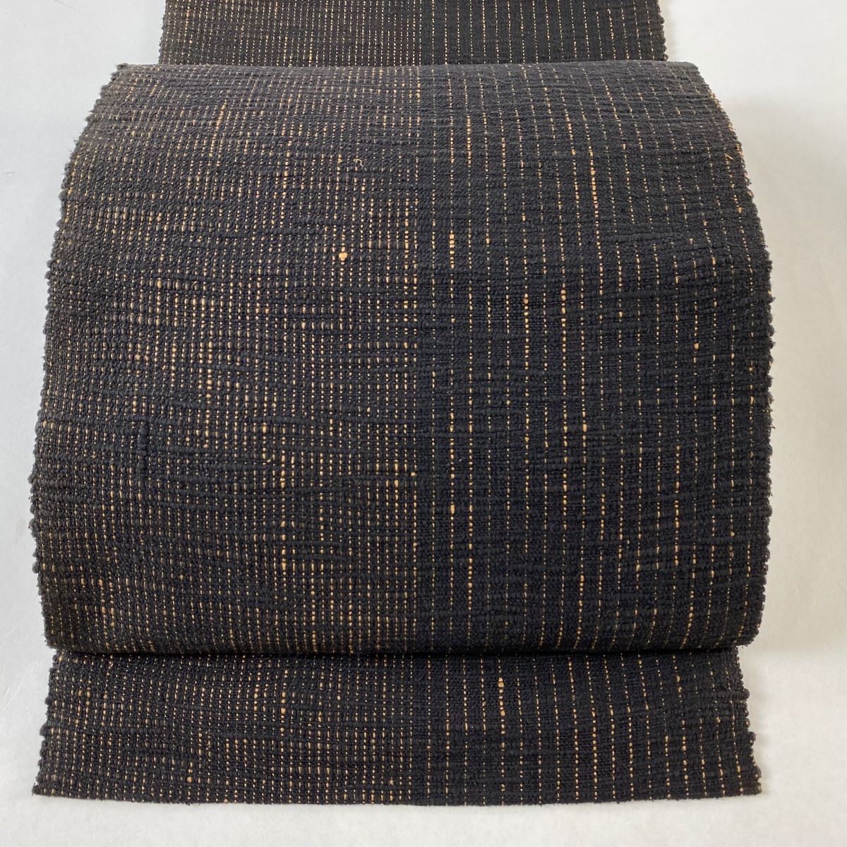 正絹　八寸名古屋帯 松葉仕立て　真綿紬　格子　墨黒✖️紫✖️藍色　美品 正絹八寸名古屋帯 松葉仕立て真綿紬格子墨黒✖️紫✖️藍色美品