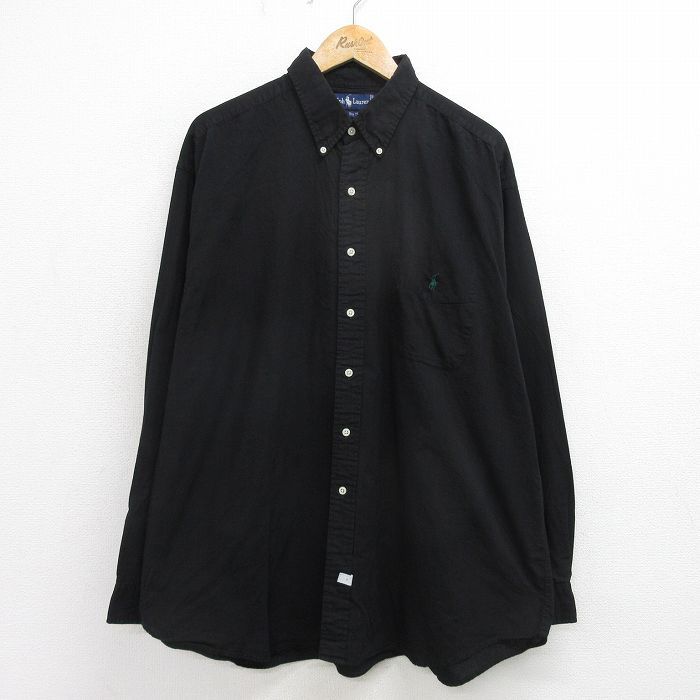 XL/古着 ラルフローレン 長袖 ブランド シャツ メンズ 90s ワンポイントロゴ The Big Shirt 大きいサイズ ロング丈 コットン ボタンダウン 