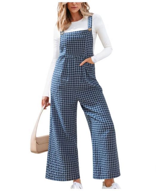 送料無料 カップシー レディース ジャンプスーツ トップス Women s All the Feels Checkered Jumpsuit Dark blue