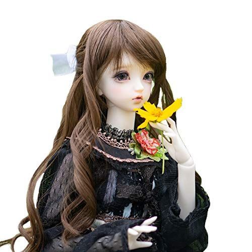 Color:ブラウン YR EARTH ドール用 耐熱 ウィッグ カツラ 8～9インチ 前髪ありゆるロング アレンジヘア 1/3サイズ BJD SD DD MDD S246 (ブラウン)