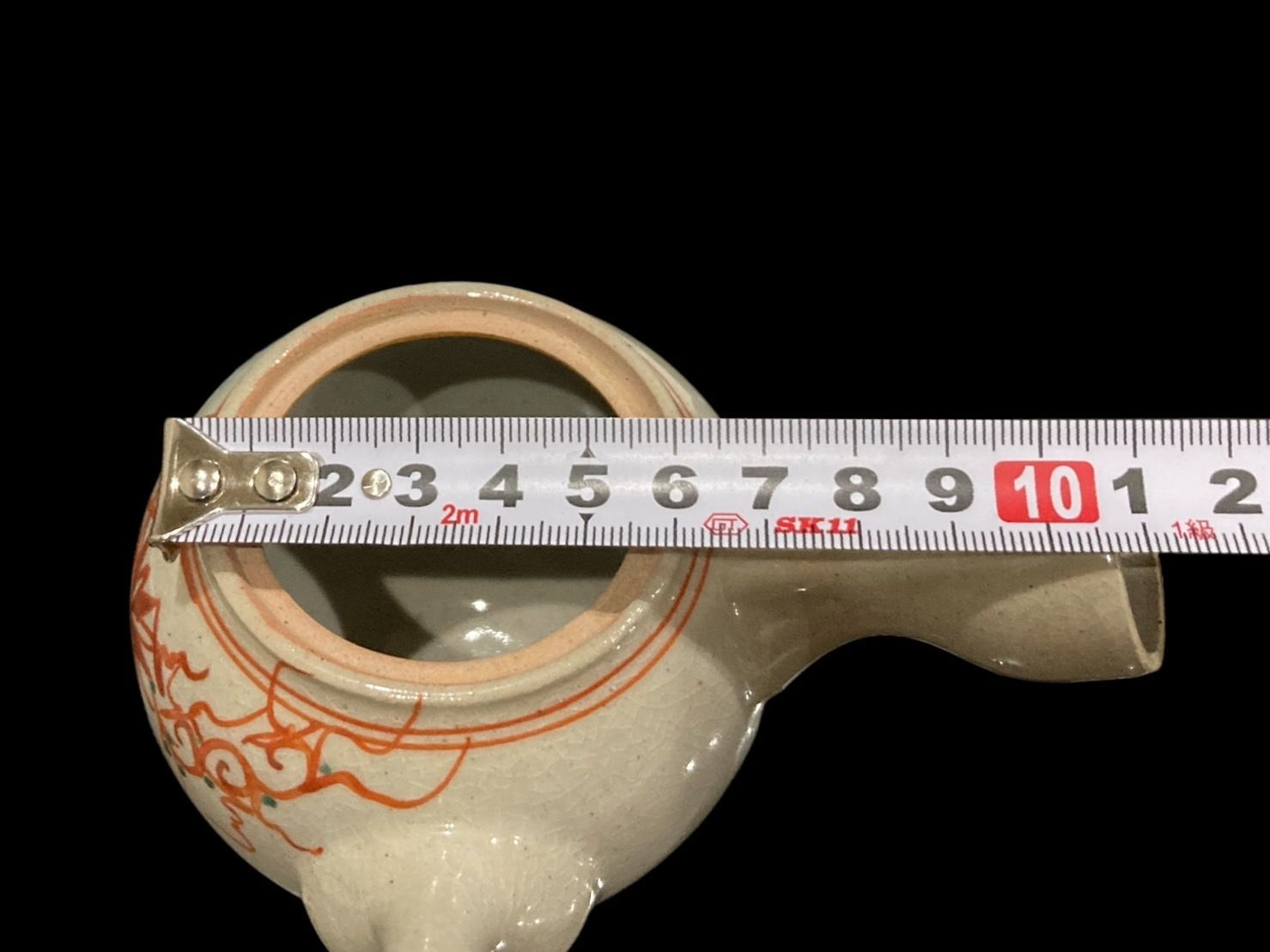 茶道具 萬古焼 山本太仙作 飛鶴盛絵 茶心壷 茶入 共箱 V R6626