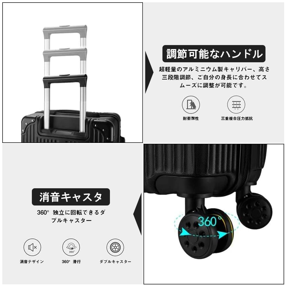 商品 耐衝撃 ダブルキャスター 360度回転906 静音 大型 超軽量 ブラック TSAローク搭載 機内持込 キャリーケース L キャリーバッグ スーツケース Xindzy