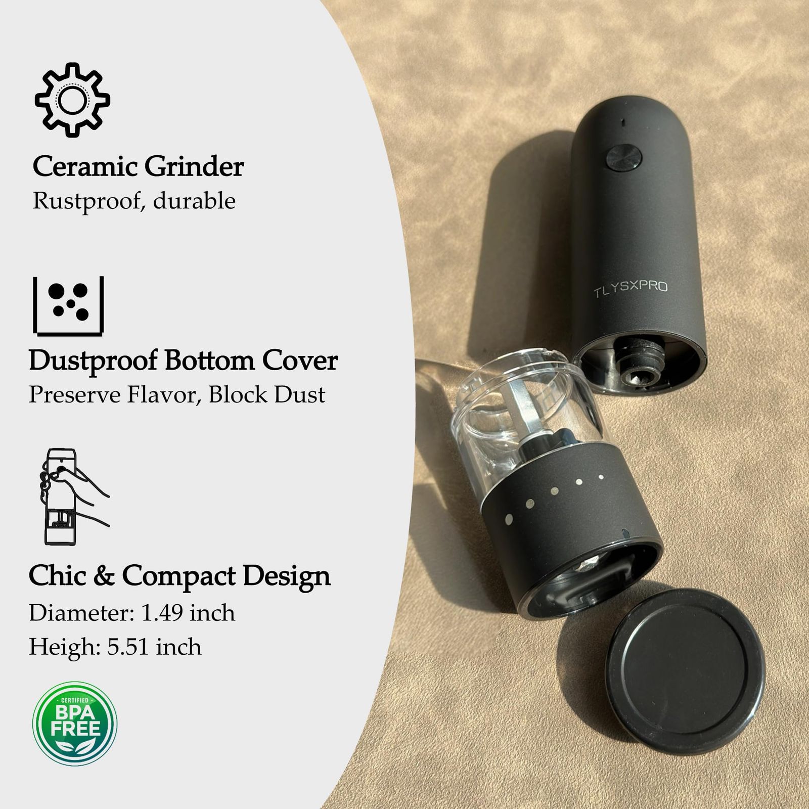 電動ソルトシェーカー 片手操作